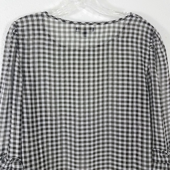 Max Edition Women's Semi Sheer Mini Ruffle Bell Sleeve Shirt Top Blouse - Picture 7 of 8